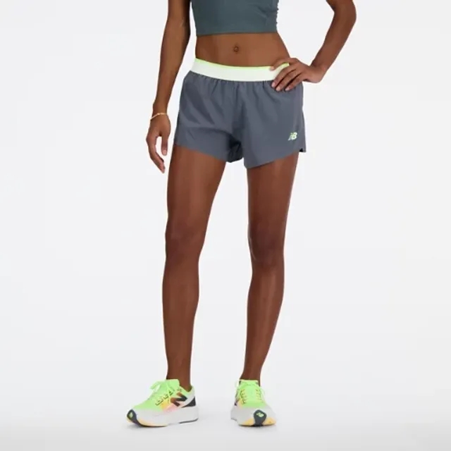 New Balance Women's Race Day Split Short in Grey Polywoven