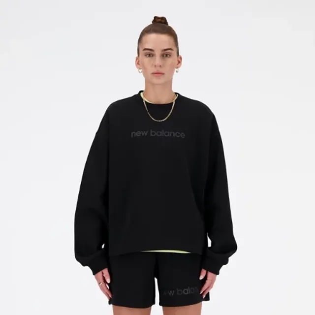 New Balance Women's Hyper Density Double Knit Crew in Black Poly Fleece