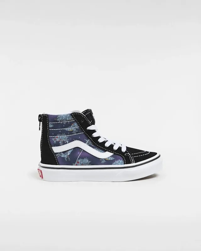 Vans Kids Sk8-Hi Zip Shoes (4-8 Years) (Robotic Dino Blue/True White) Kids Blue