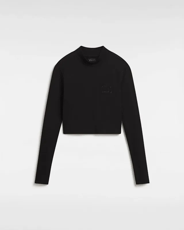 Vans - Mini Mock Neck Long Sleeve T-Shirt, Woman, Black