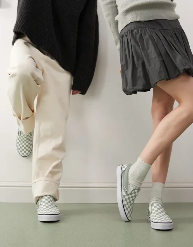 Vans - Classic Slip-On Checkerboard Shoes, Man, Green