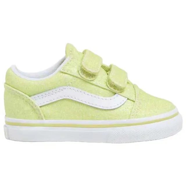 Vans Old Skool V Glitter Girls Toddler in Lime