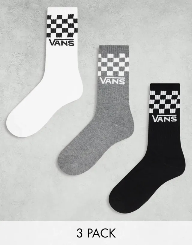 Vans - Classic Check Crew Socks (3 Pairs), Man, Black