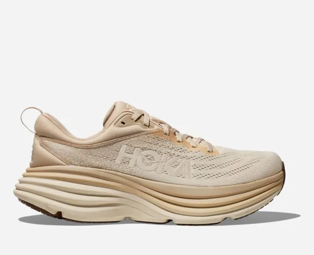 Hoka One One HOKA Men's Bondi 8 Road Running Shoes in Shifting Sand/Vanilla