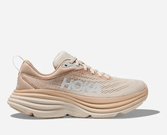 Hoka One One HOKA Men's Bondi 8 Road Running Shoes in Shifting Sand/Eggnog