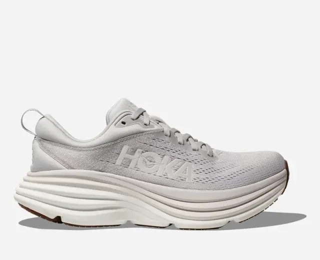 Hoka One One HOKA Men's Bondi 8 Road Running Shoes in Lunar Rock/Nimbus Cloud