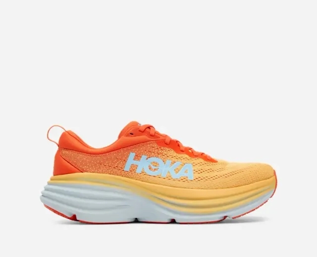 Hoka One One HOKA Men's Bondi 8 Road Running Shoes in Puffin's Bill/Amber Yellow