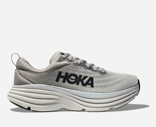 Hoka One One HOKA Men's Bondi 8 Road Running Shoes in Sharkskin/Harbor Mist