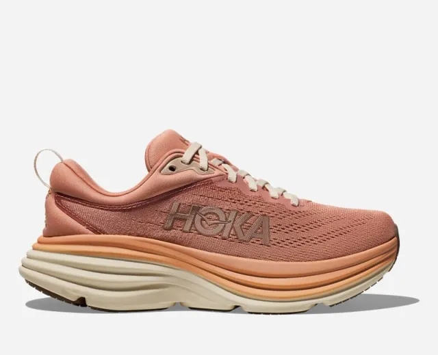Hoka One One HOKA Women's Bondi 8 Road Running Shoes in Sandstone/Cream