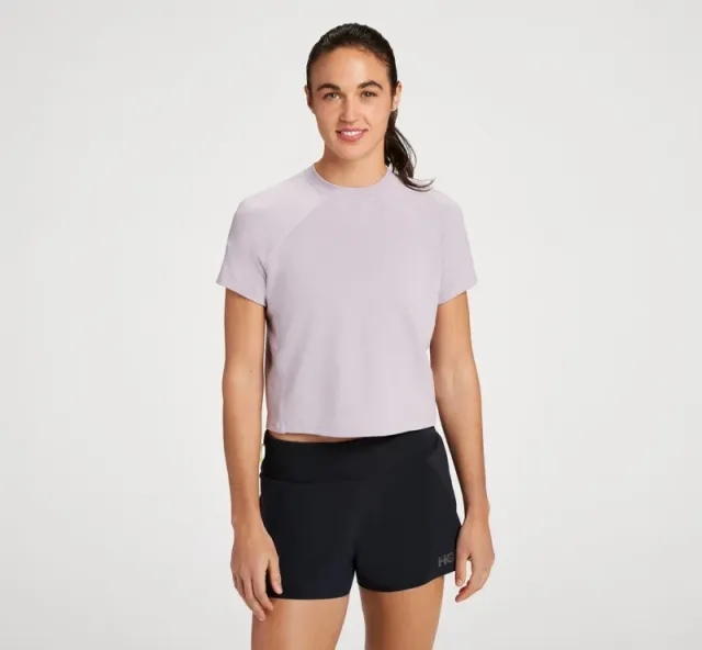 Hoka One One HOKA Women's Midweight Merino Blend Short Sleeve in Lilac Marble