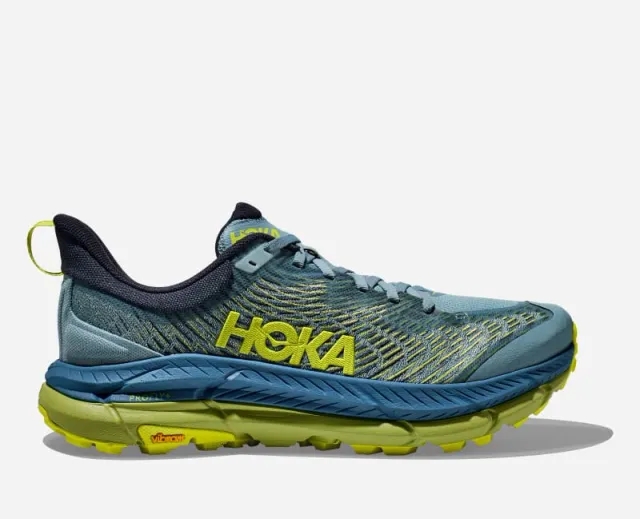 Hoka One One HOKA Men's Mafate Speed 4 Trail Shoes in Stone Blue/Dark Citron