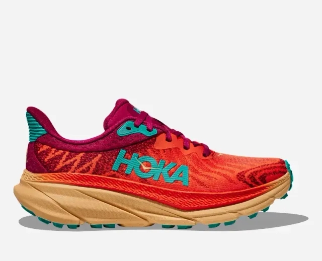 Hoka One One HOKA Men's Challenger 7 Road Running Shoes in Flame/Cherries Jubilee