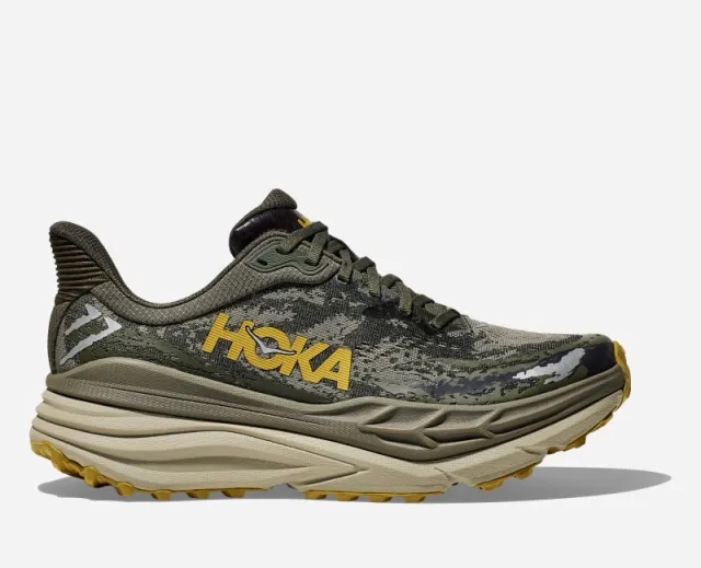Hoka One One HOKA Men's Stinson 7 Trail Shoes in Olive Haze/Forest Cover