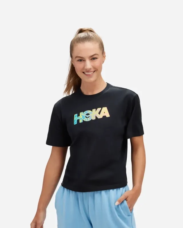 Hoka One One HOKA Women's Topo Logo Short Sleeve in Black