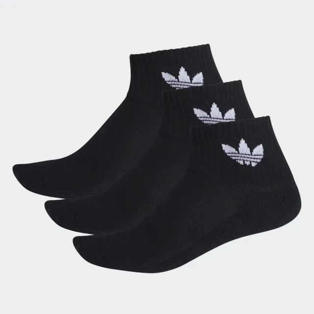 adidas Originals 3 Pack Mid Ankle Sock - Black - Size 8-11 - Black