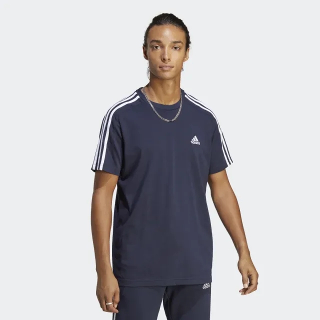 adidas 3-Stripes T-Shirt - Beige - Size S - Navy