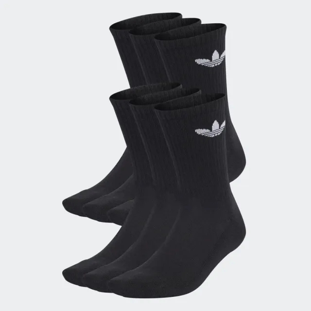 adidas Originals 6-Pack Trefoil Cushion Crew Socks, Black