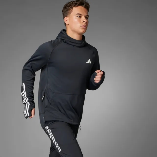 adidas Men Own the Run 3 Stripes Hoodie