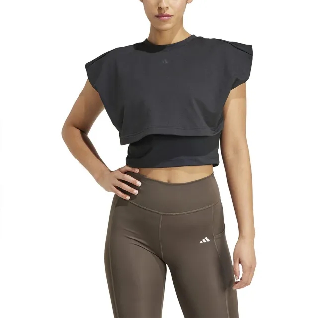 Adidas Power Boxy French Terry 3 Stripes Tank Top  - Brown