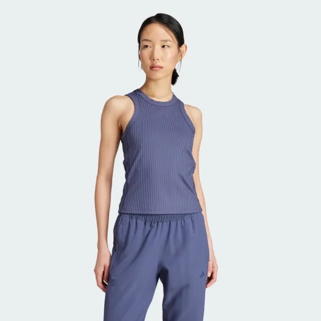 adidas All Gym Seasonal Rib Tight Fit Tonal 3-Stripes Tank Top