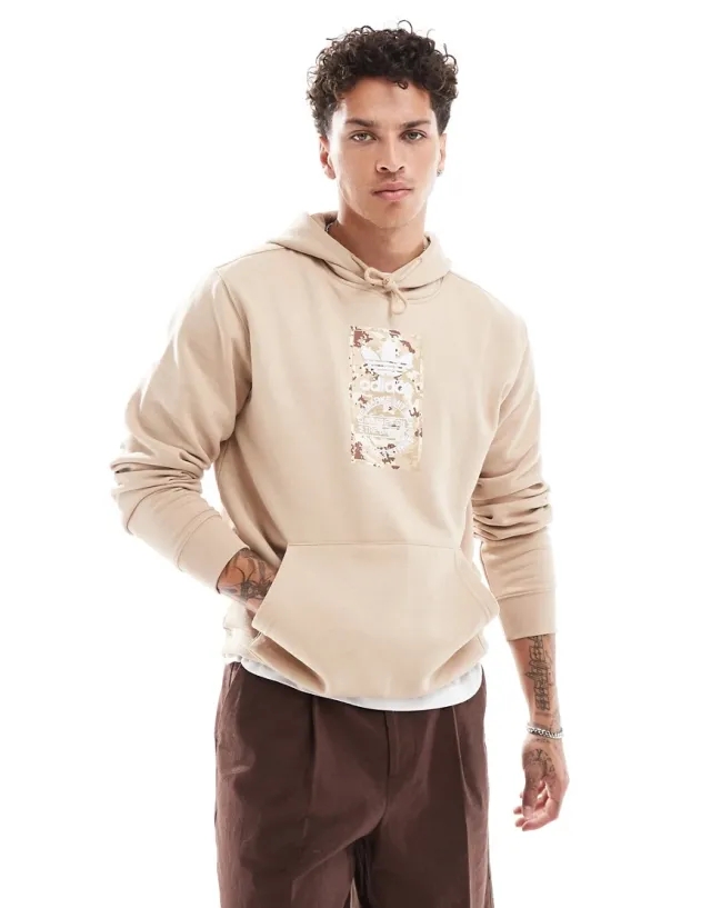 Adidas Originals Camo Lab Hooded Sweatshirt In Beige-Neutral