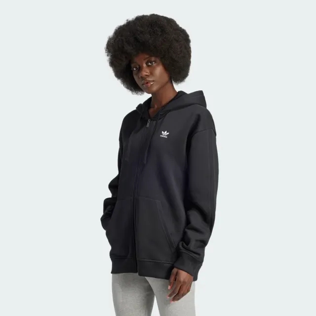 Adidas Originals Essentials Full-Zip Fleece Hoodie In Black