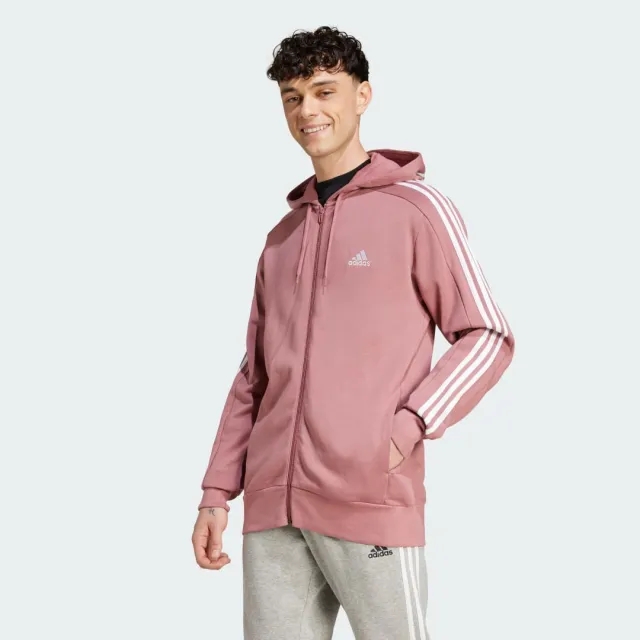 adidas Men Essentials French Terry 3 Stripes Full Zip Hoodie
