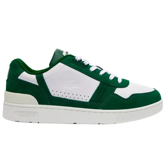 Lacoste Men's T-Clip Leather Sneakers - White & Dark Green