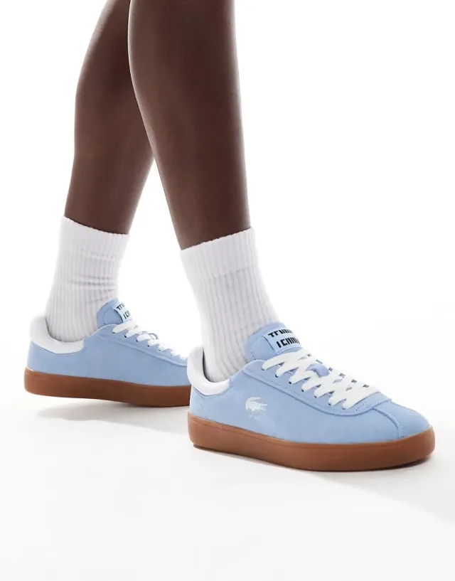 Lacoste Women's Baseshot Suede Sneakers - Light Blue / Gum