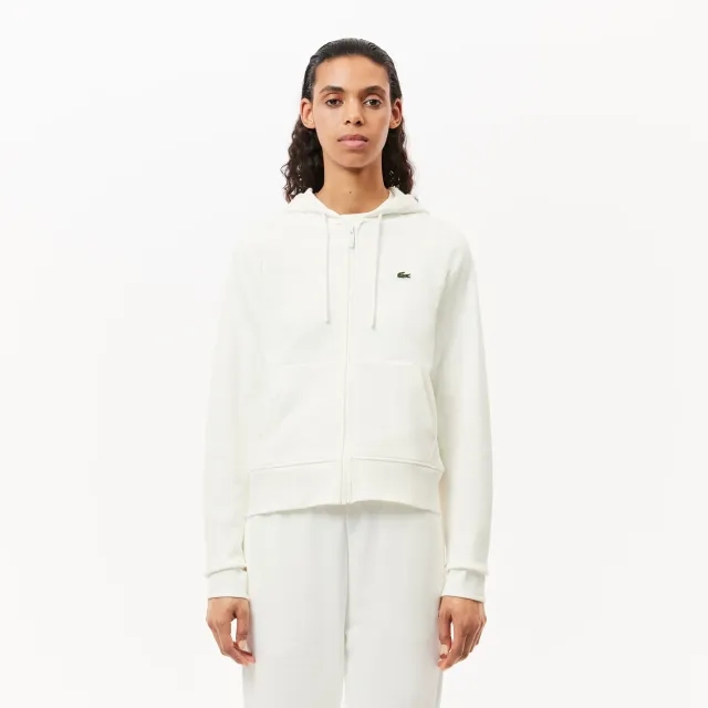 Lacoste Zipped Hoodie - White