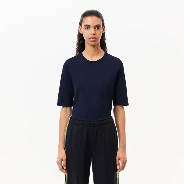 Lacoste Women’s Crew Neck Cotton T-shirt - Midnight Blue