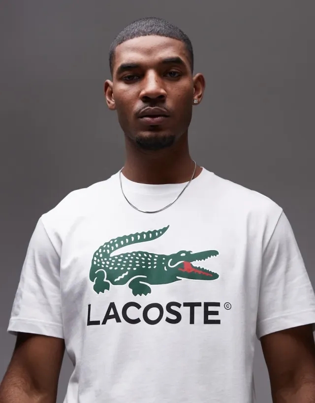 Lacoste Signature Print Cotton T-shirt - White