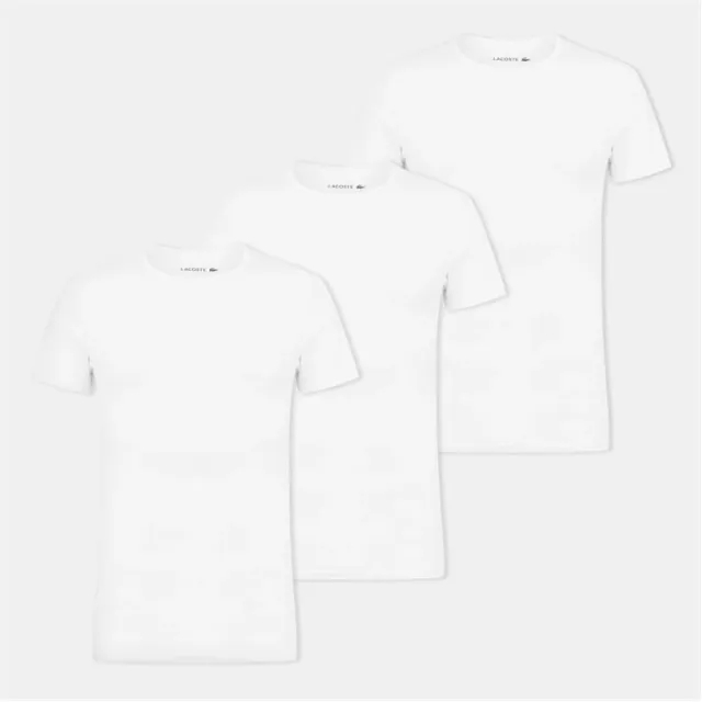 Lacoste 3-Pack Cotton Loungewear T-shirts - White