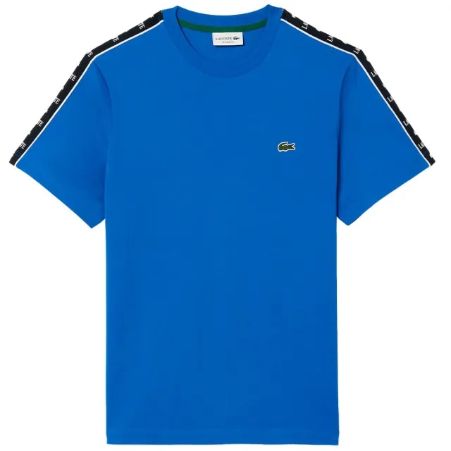 Lacoste Logo Stripe Cotton T-shirt - Saphir Blue
