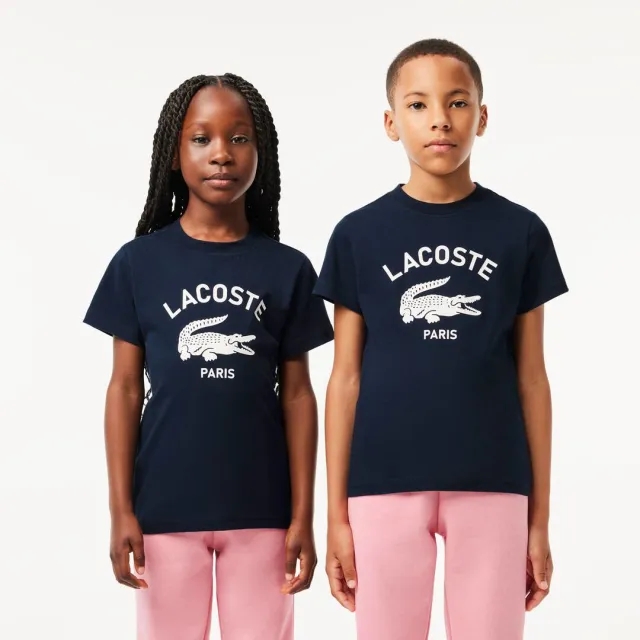 Lacoste Signature Print Cotton T-shirt - Midnight Blue
