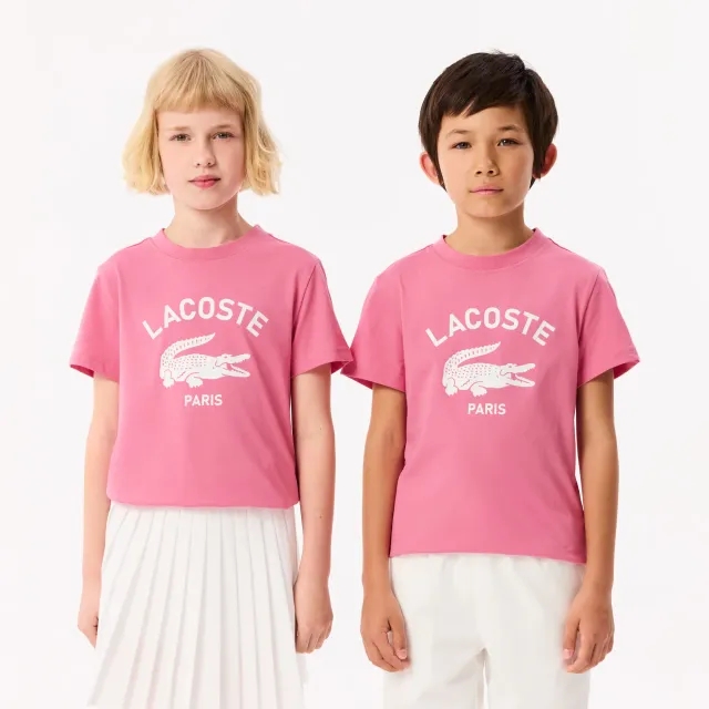 Lacoste Signature Print T-shirt - Reseda Pink