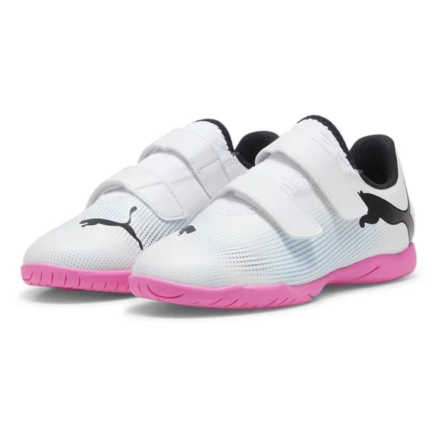 Puma Future 7 Play Velcro It Phenomenal - Puma White/Puma Black/Poison Pink Kids - ['White']