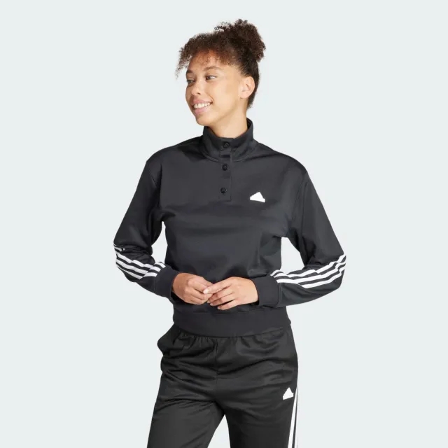 Adidas Iconic 3 Stripes Tracksuit Jacket  - Black