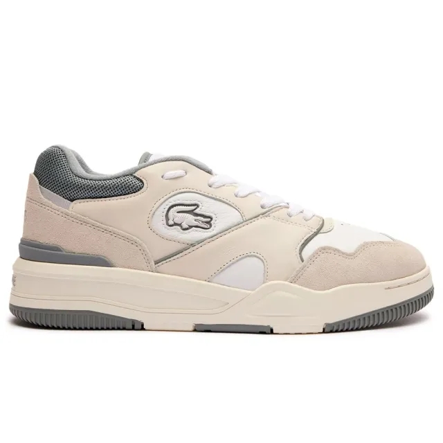Lacoste Men's Lineshot Leather Logo Trainers - White / Grey