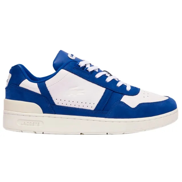 Lacoste Men's T-Clip Leather Sneakers - White & Blue