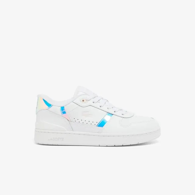 Lacoste Women's T-Clip Set Trainers with holographic details - White & Light Pink