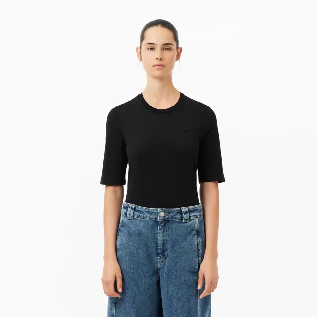 Lacoste Women’s Crew Neck Cotton T-shirt - Black