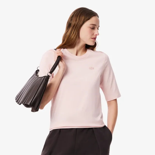 Lacoste Women’s Crew Neck Cotton T-shirt - Light Pink