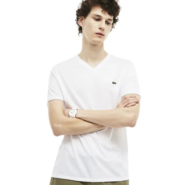 Lacoste Lightweight Cotton Pima V Neck T-shirt - White