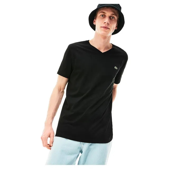 Lacoste Lightweight Cotton Pima V Neck T-shirt - Black