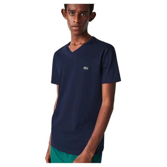 Lacoste Lightweight Cotton Pima V Neck T-shirt - Midnight Blue