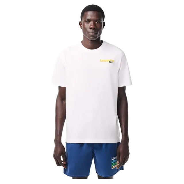 Lacoste Washed Effect Ombré Print T-shirt - White
