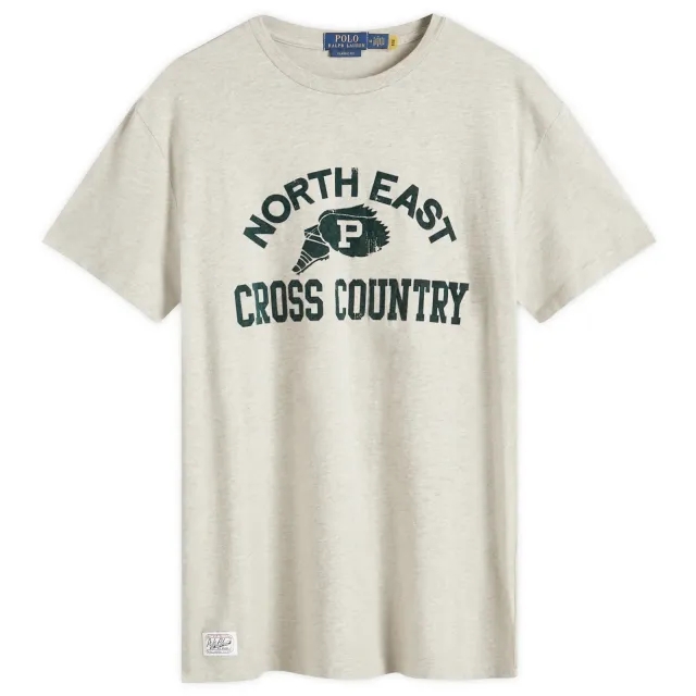 Polo Ralph Lauren Retro Cross Country Logo Slub T-Shirt Classic Oversized Fit In Light Grey Marl