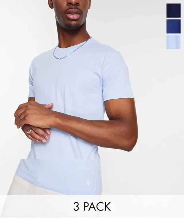 Polo Ralph Lauren Lounge 3 Pack T-Shirts In Blue/Navy