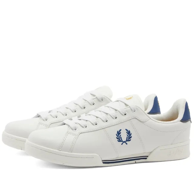Fred Perry B722 Leather Trainers In White And Blue